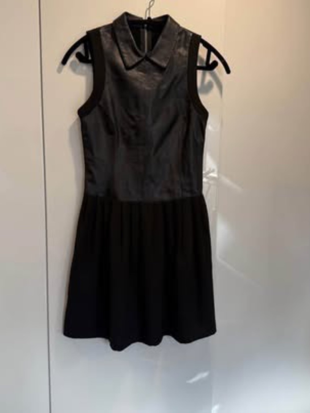 RUDSAK Black Leather Top Pleated Dress XS